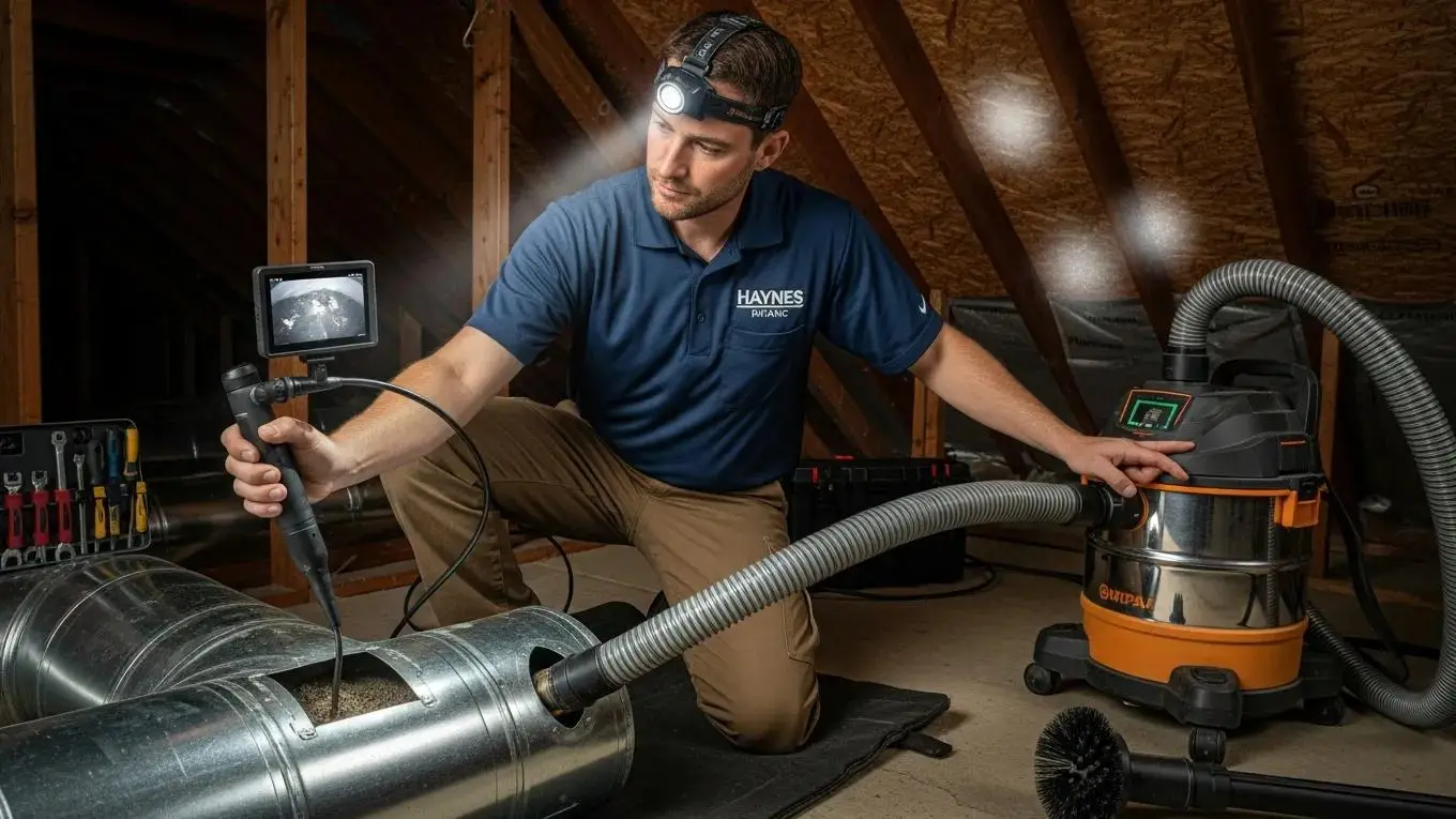 Detailed duct cleaning process by Haynes HVAC professionals for optimal indoor air quality in Rome GA