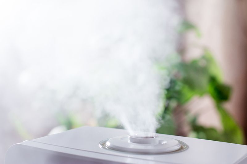 How a Whole-House Humidifier Keeps You Healthy. Image of humidifier operating in home.