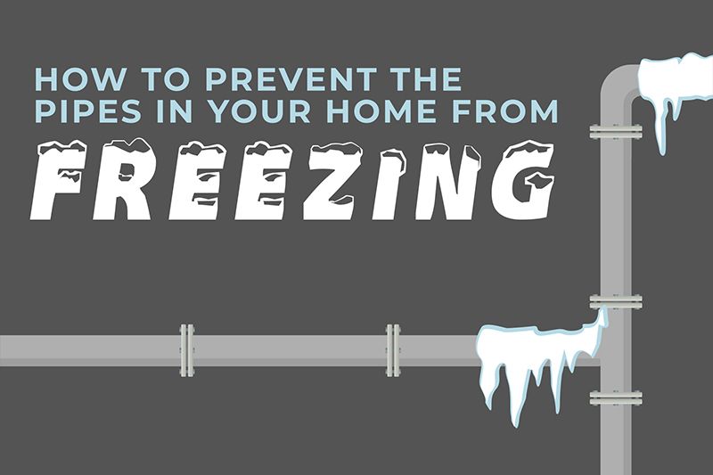 Video - How to Prevent the Pipes in Your Home From Freezing. Image is an animated title page with blue writing and a grey background.